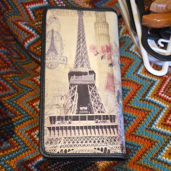 Handbags - Eiffel Tower Printed Wallet - Beige & Black Summer Y2K
